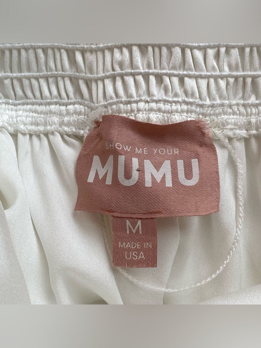 Show Me Your Mumu Ivory Luxe Satin Garden Midi Dress Size Medium Soft Girl - Picture 11 of 14
